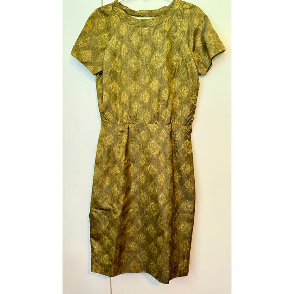 Vintage 60s handmade mid century chartreuse green sheath dress small Med Pinup - Picture 5 of 7